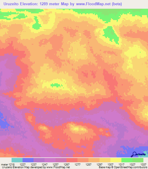 Uruzeito,Mongolia Elevation Map