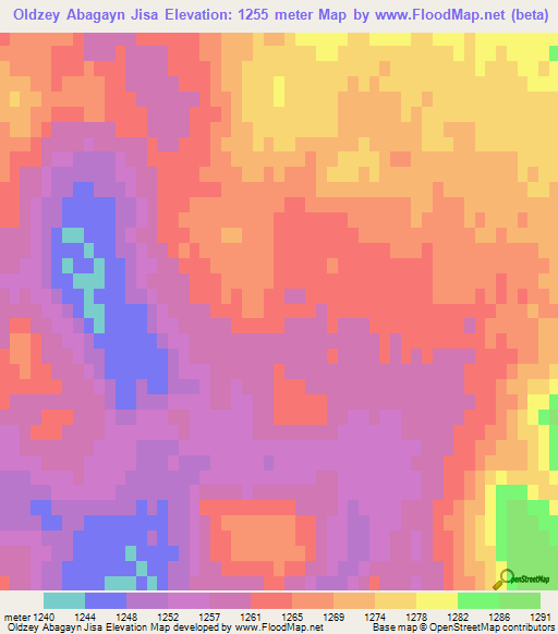Oldzey Abagayn Jisa,Mongolia Elevation Map