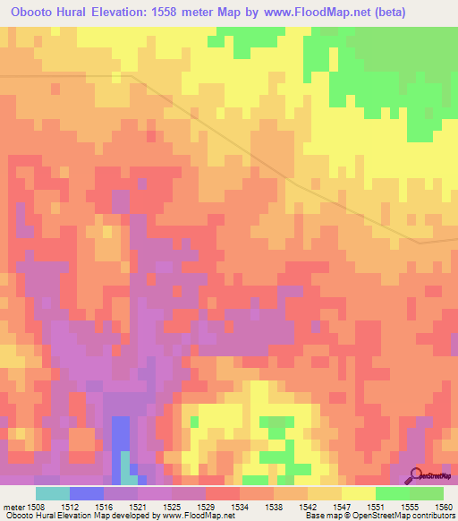 Obooto Hural,Mongolia Elevation Map
