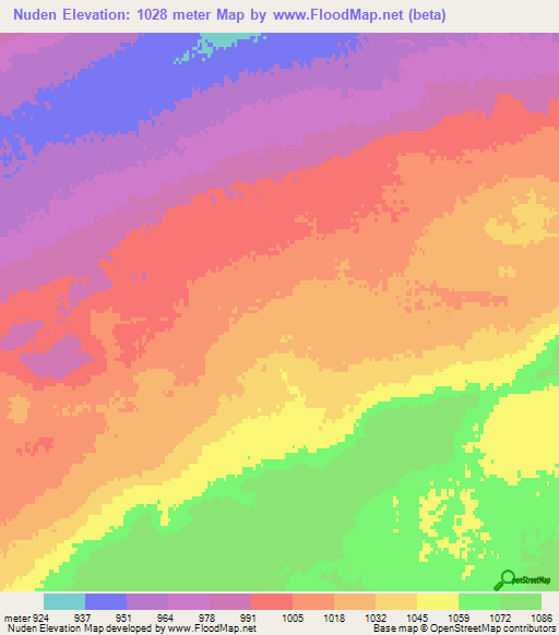 Nuden,Mongolia Elevation Map