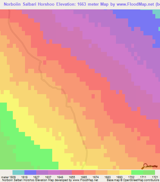 Norboiin Salbari Horshoo,Mongolia Elevation Map