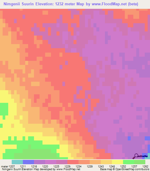 Nimgenii Suurin,Mongolia Elevation Map