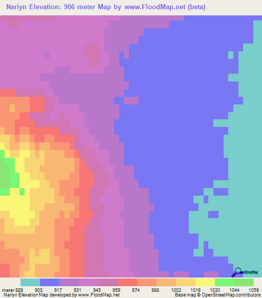 Nariyn,Mongolia Elevation Map