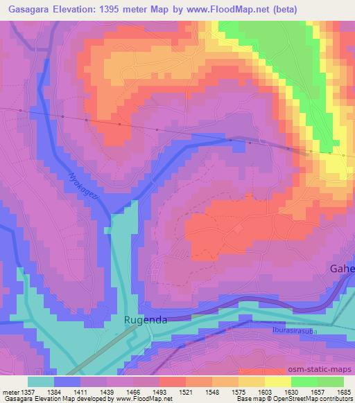Gasagara,Rwanda Elevation Map