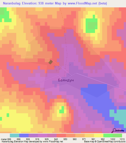 Naranbulag,Mongolia Elevation Map