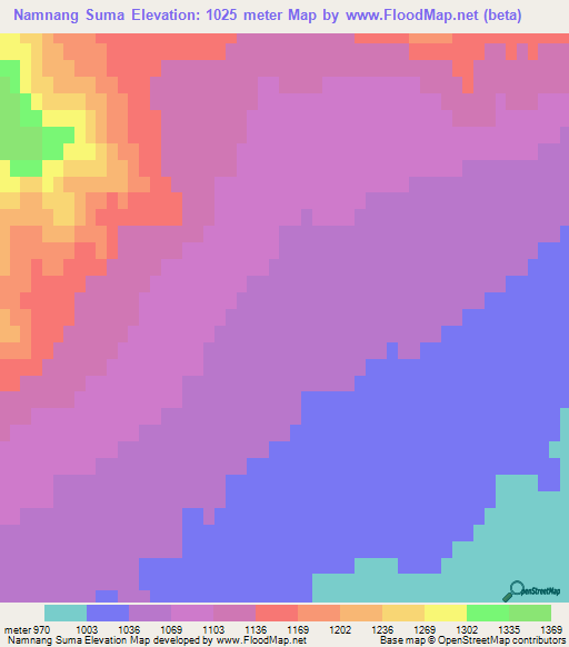 Namnang Suma,Mongolia Elevation Map