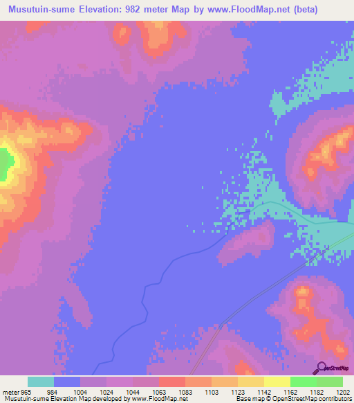 Musutuin-sume,Mongolia Elevation Map