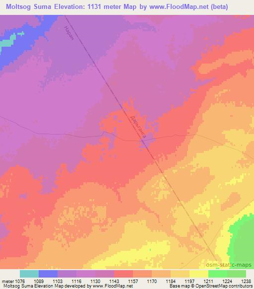 Moltsog Suma,Mongolia Elevation Map