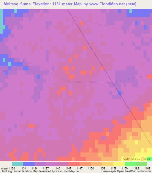 Moltsog Suma,Mongolia Elevation Map