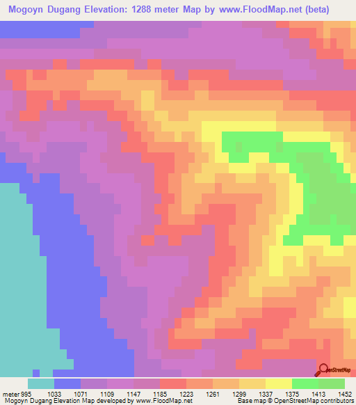 Mogoyn Dugang,Mongolia Elevation Map