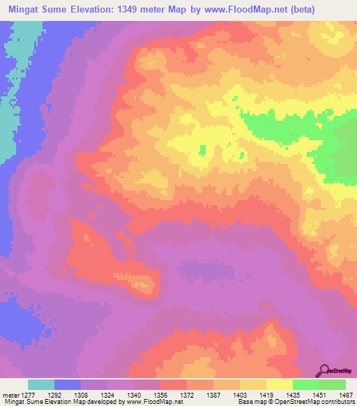 Mingat Sume,Mongolia Elevation Map