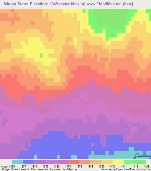 Mingat Sume,Mongolia Elevation Map