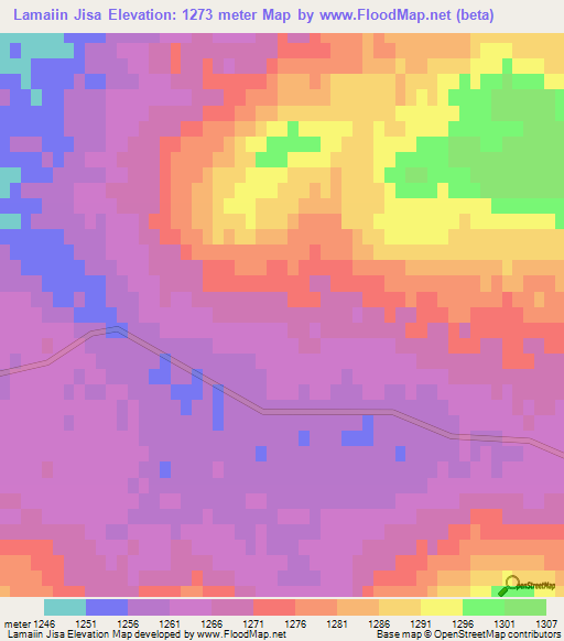 Lamaiin Jisa,Mongolia Elevation Map