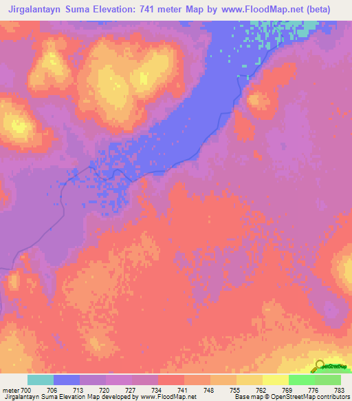 Jirgalantayn Suma,Mongolia Elevation Map