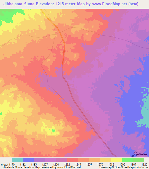 Jibhalanta Suma,Mongolia Elevation Map