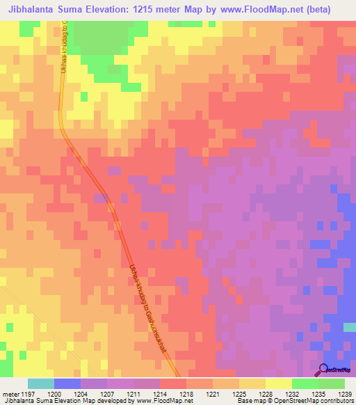 Jibhalanta Suma,Mongolia Elevation Map