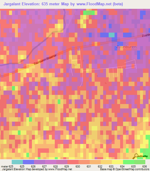 Jargalant,Mongolia Elevation Map