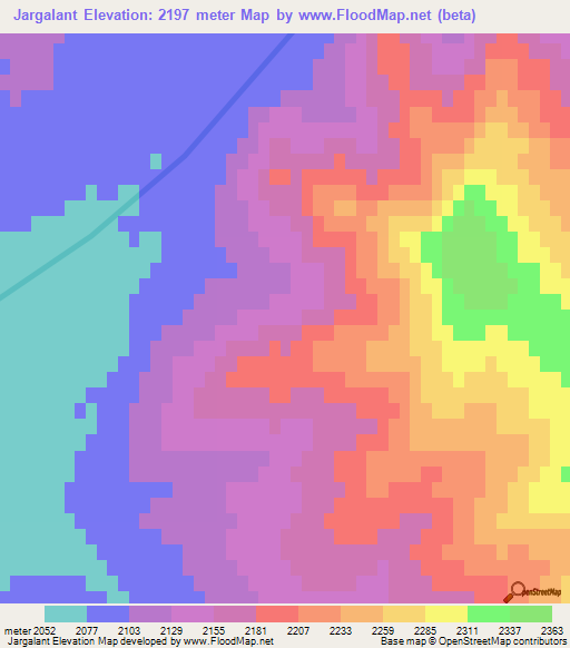 Jargalant,Mongolia Elevation Map