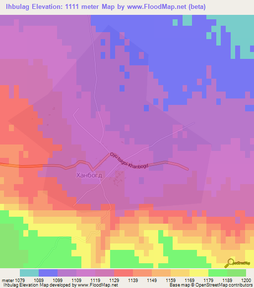 Ihbulag,Mongolia Elevation Map
