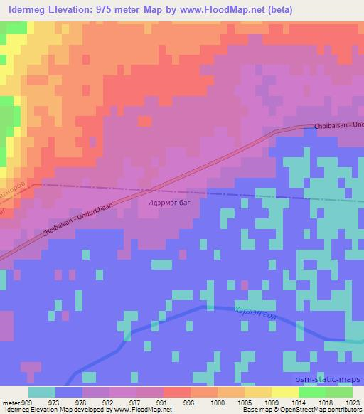 Idermeg,Mongolia Elevation Map