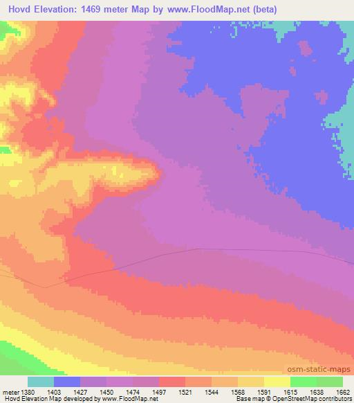 Hovd,Mongolia Elevation Map