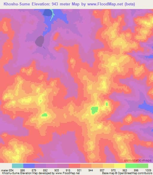 Khoshu-Sume,Mongolia Elevation Map