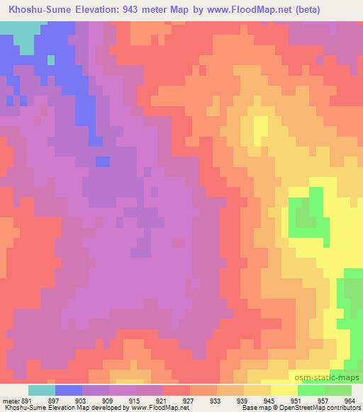 Khoshu-Sume,Mongolia Elevation Map
