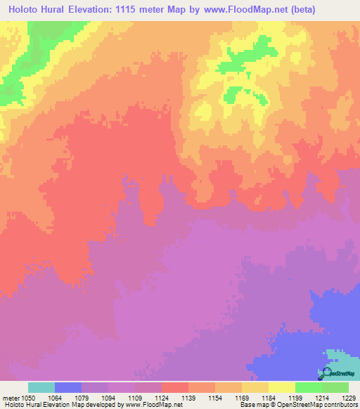 Holoto Hural,Mongolia Elevation Map