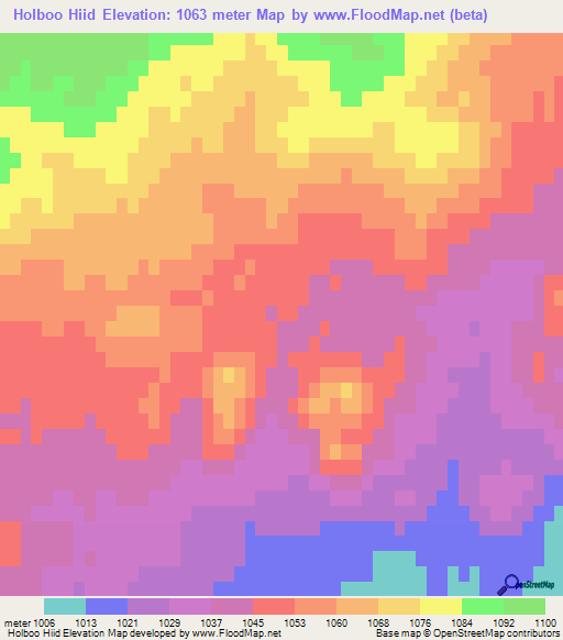 Holboo Hiid,Mongolia Elevation Map