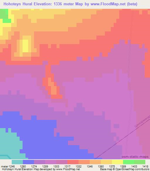 Hohoteyn Hural,Mongolia Elevation Map