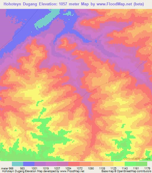 Hohoteyn Dugang,Mongolia Elevation Map
