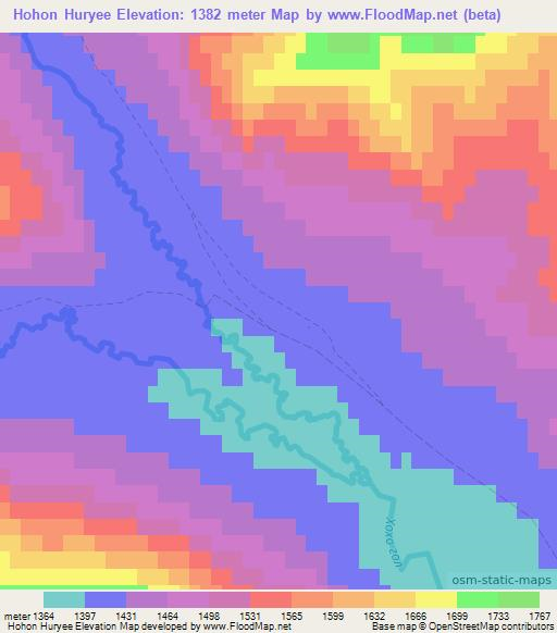 Hohon Huryee,Mongolia Elevation Map