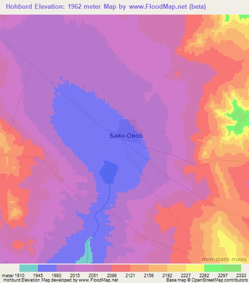 Hohburd,Mongolia Elevation Map