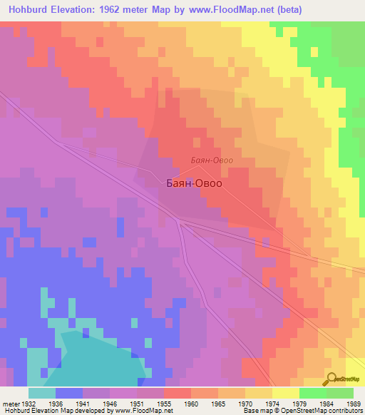 Hohburd,Mongolia Elevation Map
