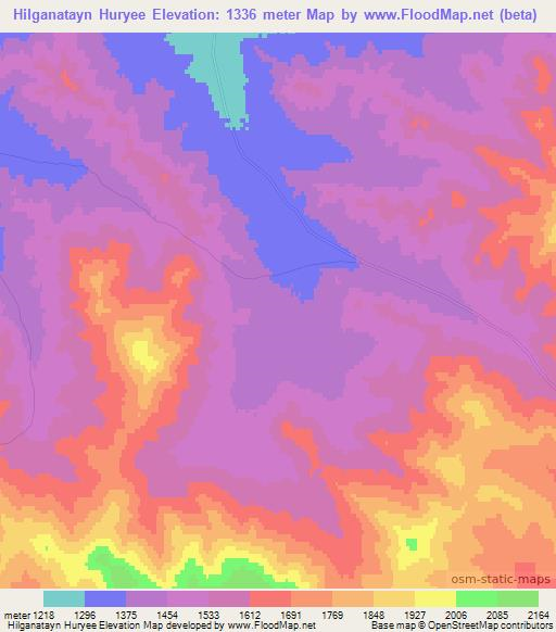 Hilganatayn Huryee,Mongolia Elevation Map