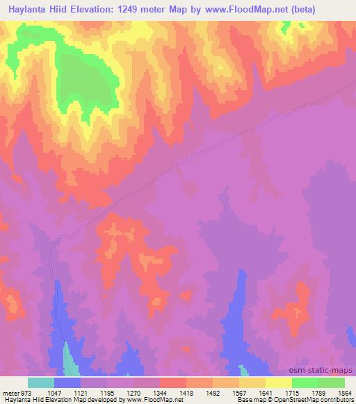Haylanta Hiid,Mongolia Elevation Map