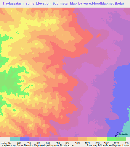 Haylaasatayn Sume,Mongolia Elevation Map