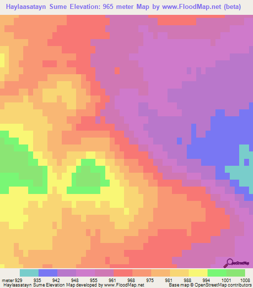 Haylaasatayn Sume,Mongolia Elevation Map