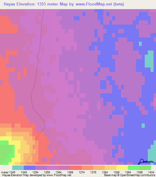 Hayaa,Mongolia Elevation Map