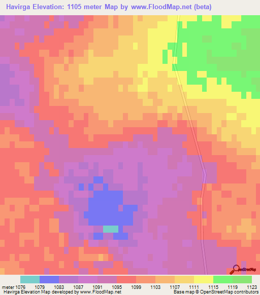 Havirga,Mongolia Elevation Map