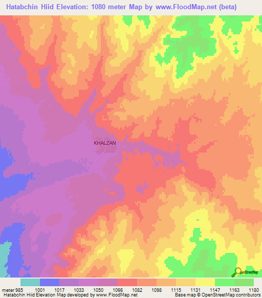 Hatabchin Hiid,Mongolia Elevation Map