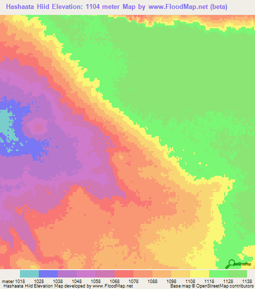 Hashaata Hiid,Mongolia Elevation Map