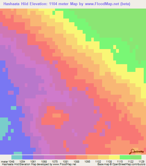 Hashaata Hiid,Mongolia Elevation Map