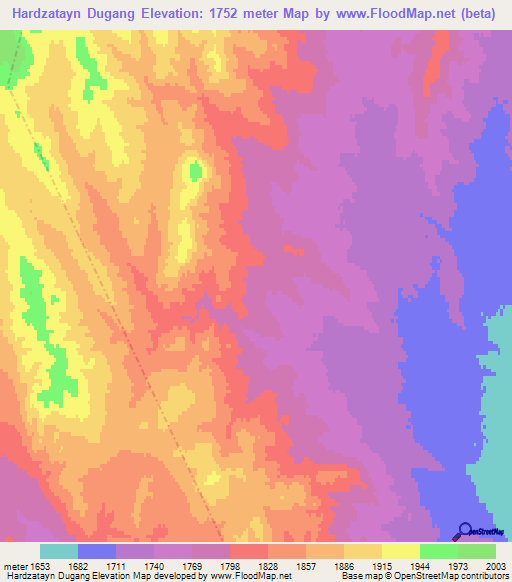 Hardzatayn Dugang,Mongolia Elevation Map