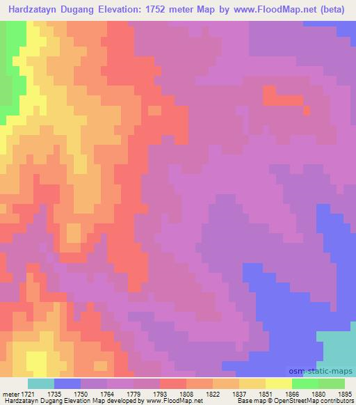Hardzatayn Dugang,Mongolia Elevation Map