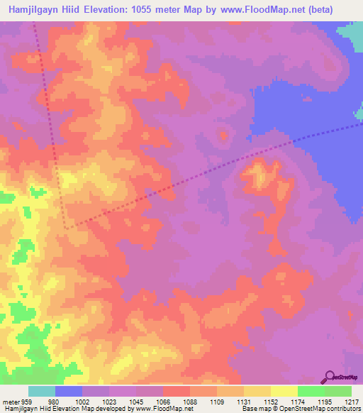 Hamjilgayn Hiid,Mongolia Elevation Map