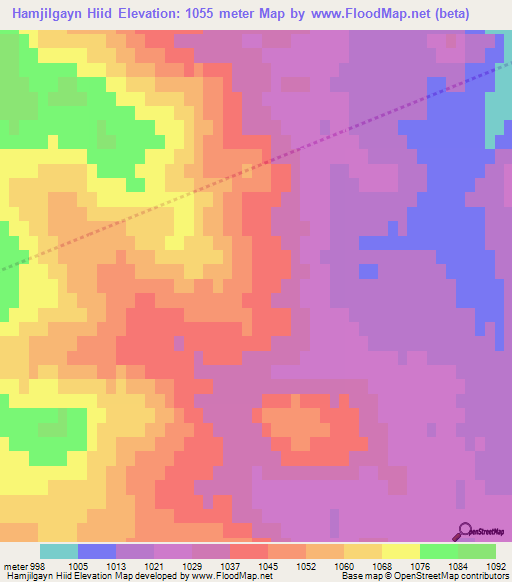 Hamjilgayn Hiid,Mongolia Elevation Map