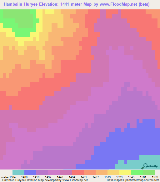 Hambaiin Huryee,Mongolia Elevation Map