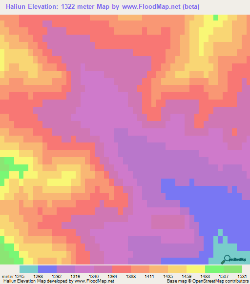 Haliun,Mongolia Elevation Map