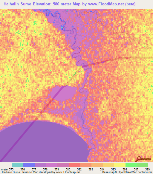 Halhaiin Sume,Mongolia Elevation Map
